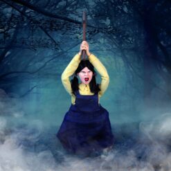 Haunted Hill Farm 4.04-ft Freestanding Motion Activated Laughing Axe Girl Animatronic