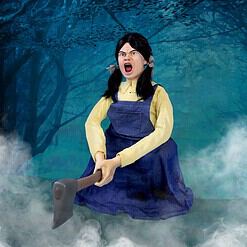 Haunted Hill Farm 4.04-ft Freestanding Motion Activated Laughing Axe Girl Animatronic