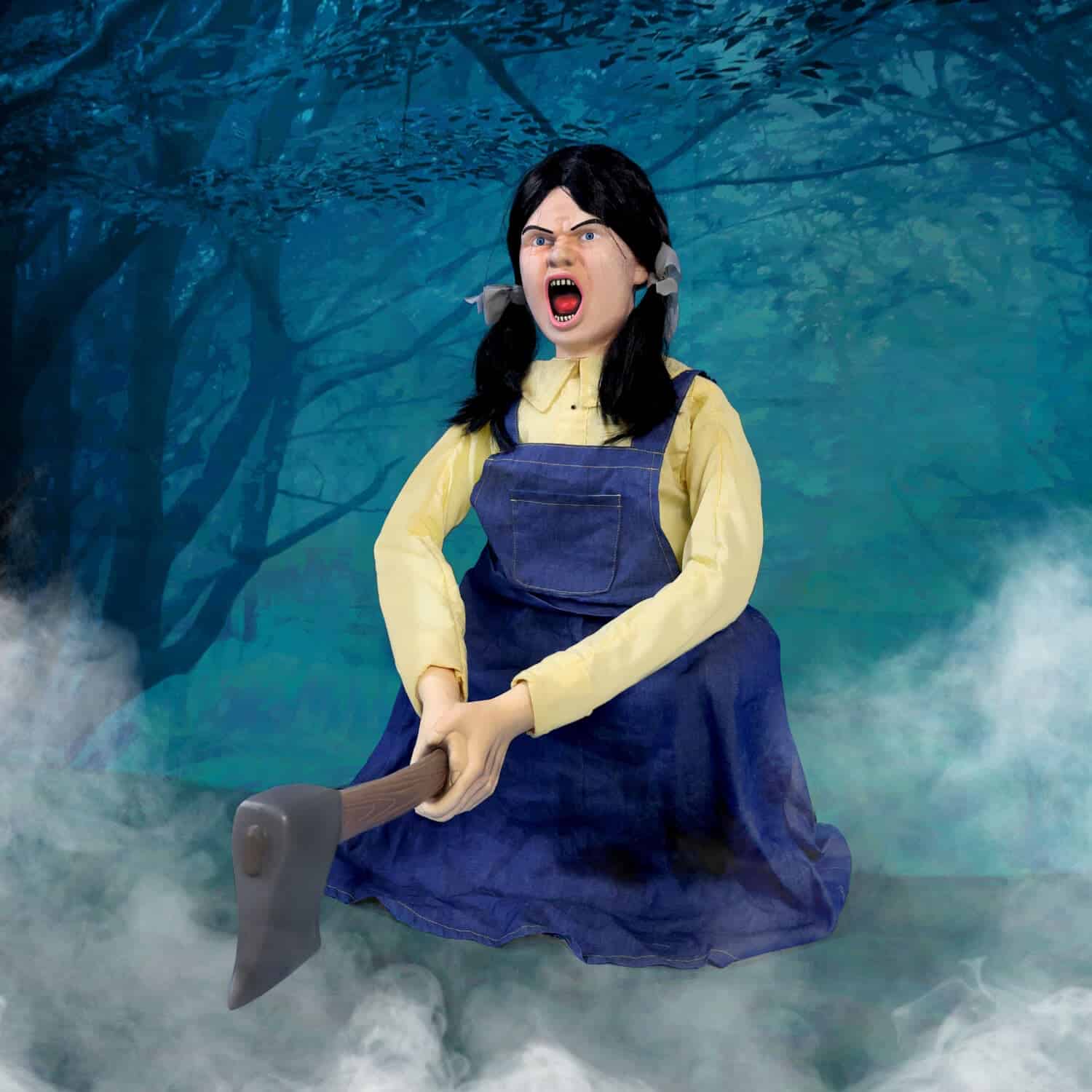 Haunted Hill Farm 4.04-ft Freestanding Motion Activated Laughing Axe Girl Animatronic