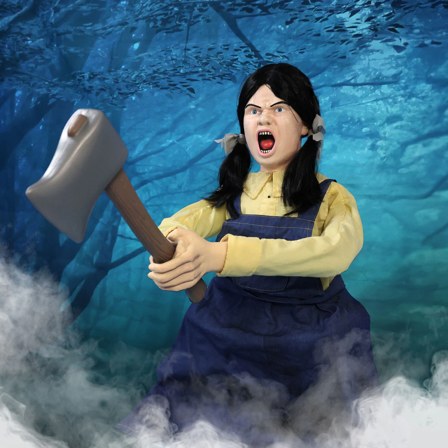 Haunted Hill Farm 4.04-ft Freestanding Motion Activated Laughing Axe Girl Animatronic