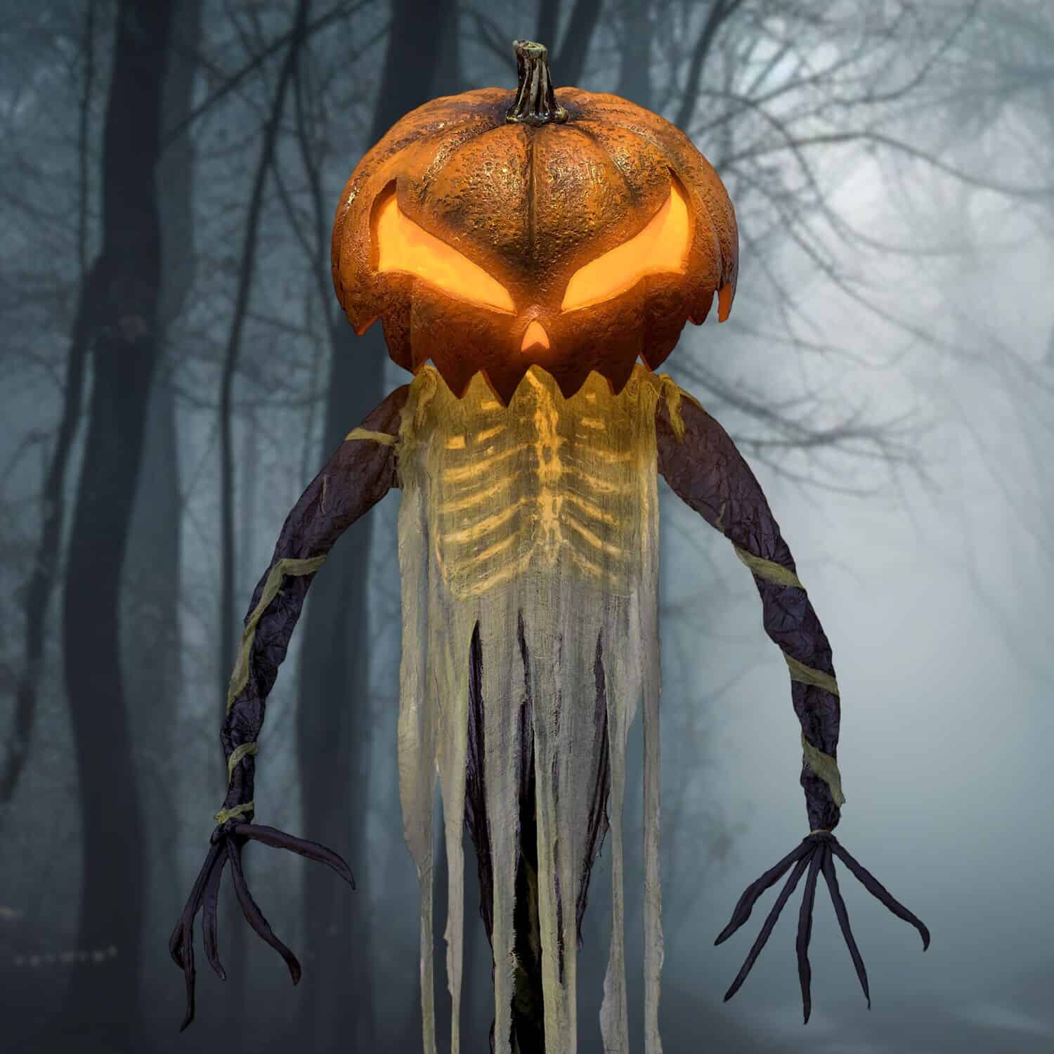 Haunted Hill Farm 9-ft Freestanding Motion Activated Talking Lighted Pumpkin Animatronic