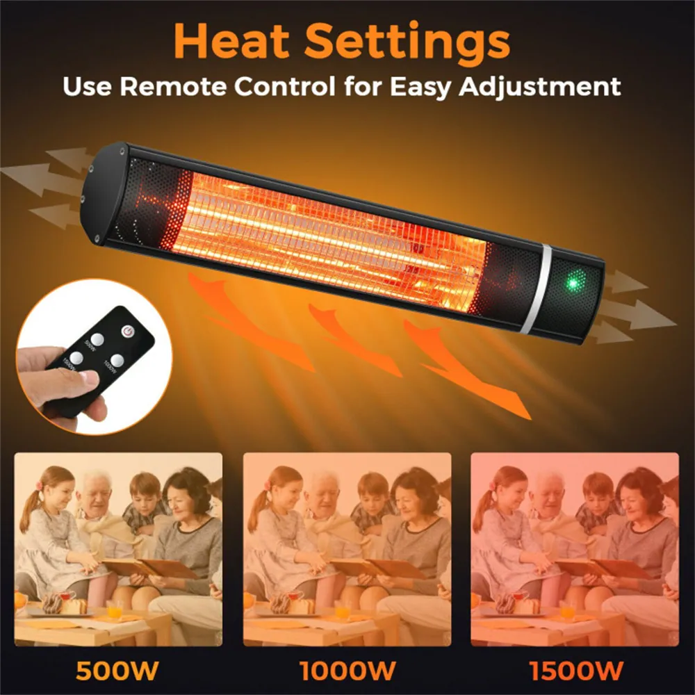 Mondawe 5000-BTU 120-Volt Black Aluminum Electric Patio Heater