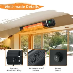 Mondawe 5000-BTU 120-Volt Black Aluminum Electric Patio Heater