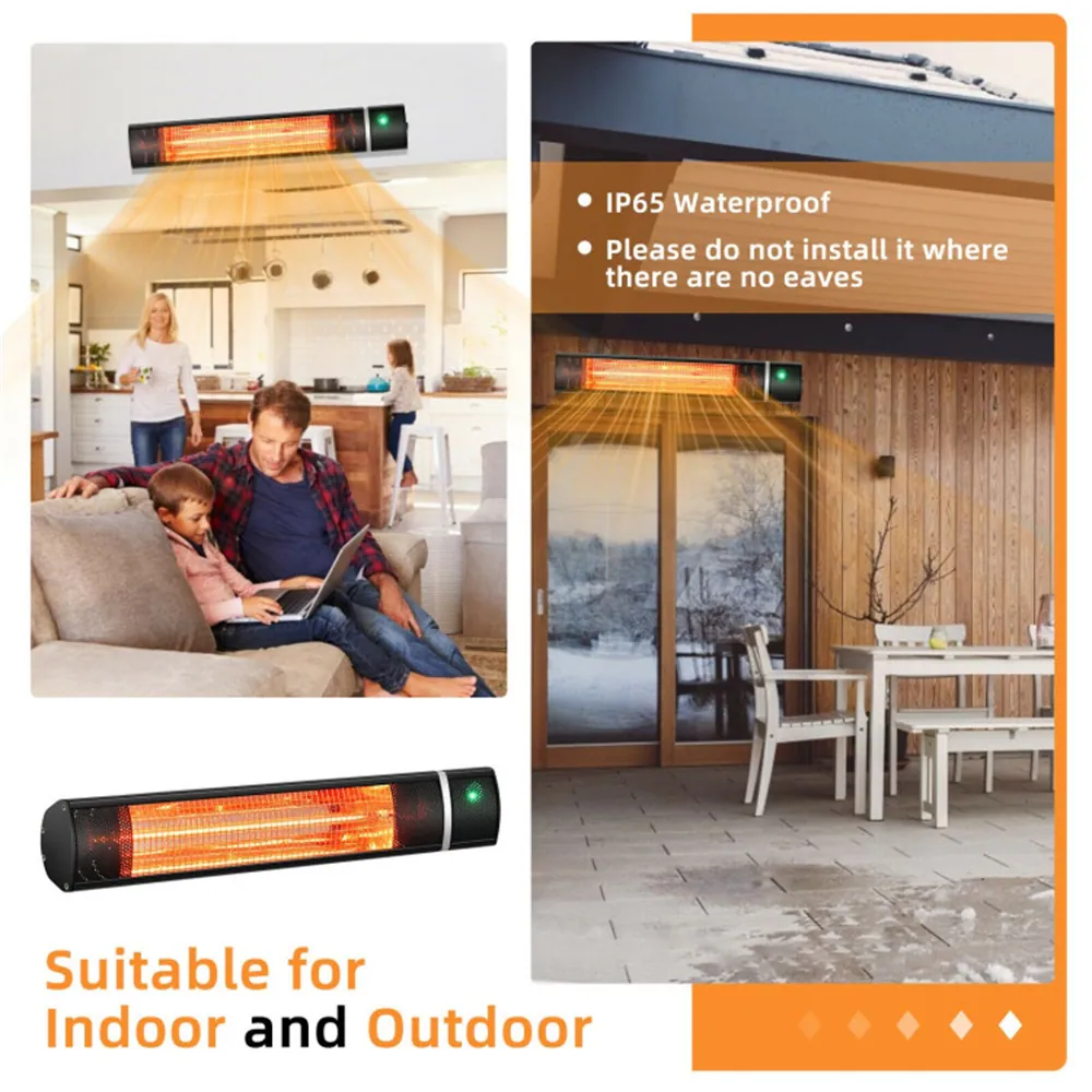Mondawe 5000-BTU 120-Volt Black Aluminum Electric Patio Heater