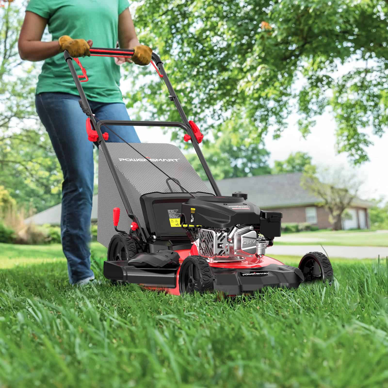 PowerSmart Gas Self-Propelled 21-inch 170cc Lawn Mower with 6-position Height Adjustment