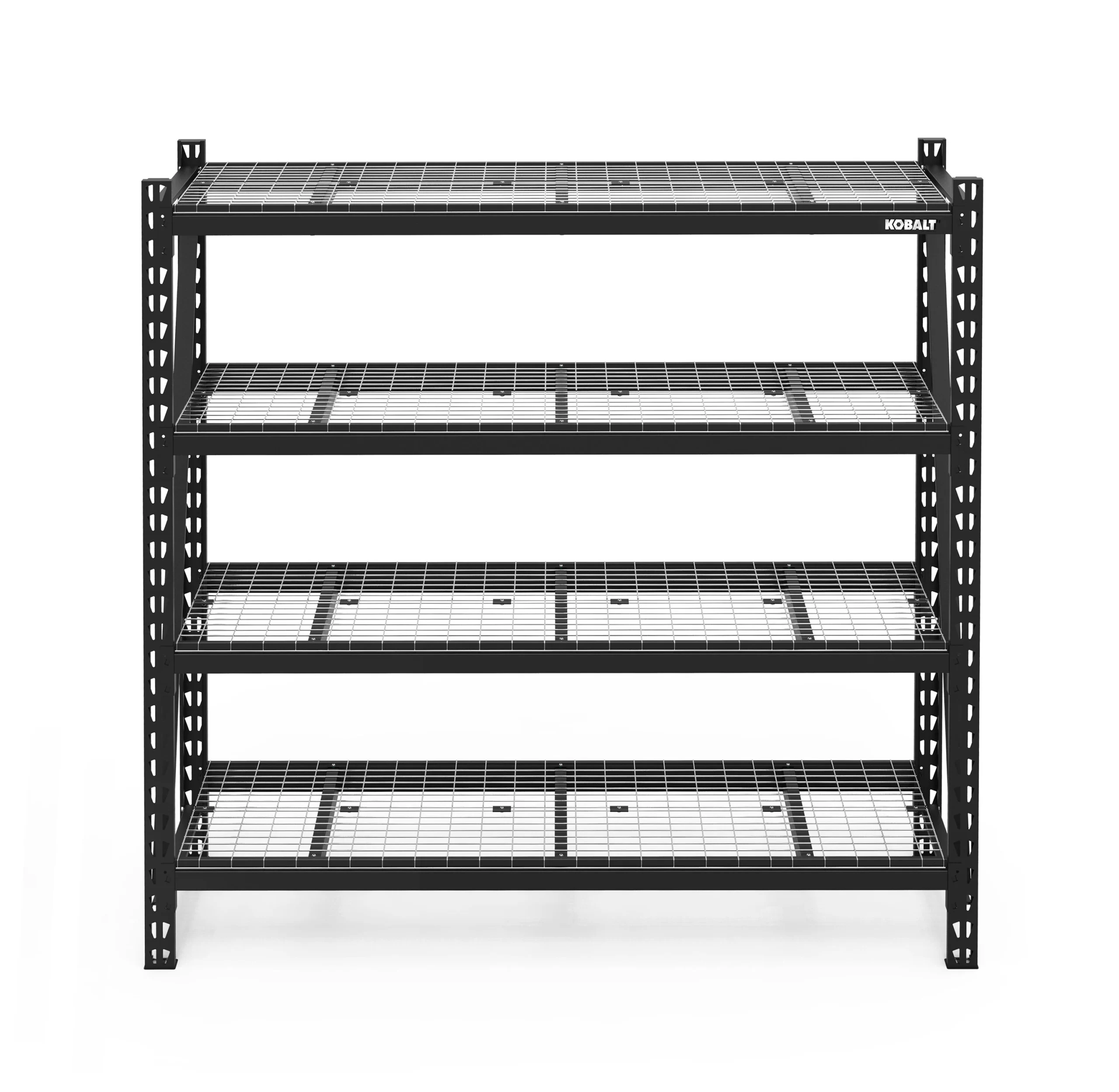 Kobalt Bolted Steel Heavy Duty 4-Tier Utility Shelving Unit (84-in W x 24-in D x 84-in H), Black, (1500-lb Capacity Per Shelf)