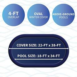 Blue Wave 38-ft x 22-ft Silver Polyethylene Winter Oval Pool Cover