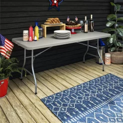 COSCO 6 ft. Fold-in-Half Banquet Table w/Handle, Gray