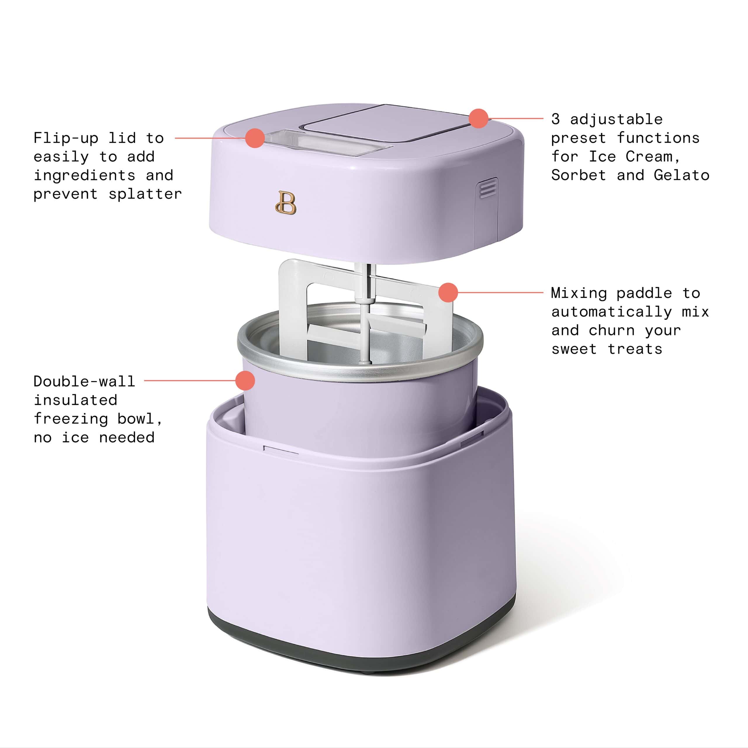 Beautiful 1.5 Qt Ice Cream Maker with Touch Activated Display, Lavender by Drew Barrymore