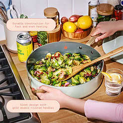 Beautiful 5.5 Quart Ceramic Non-Stick Sauté Pan, Sage Green by Drew Barrymore