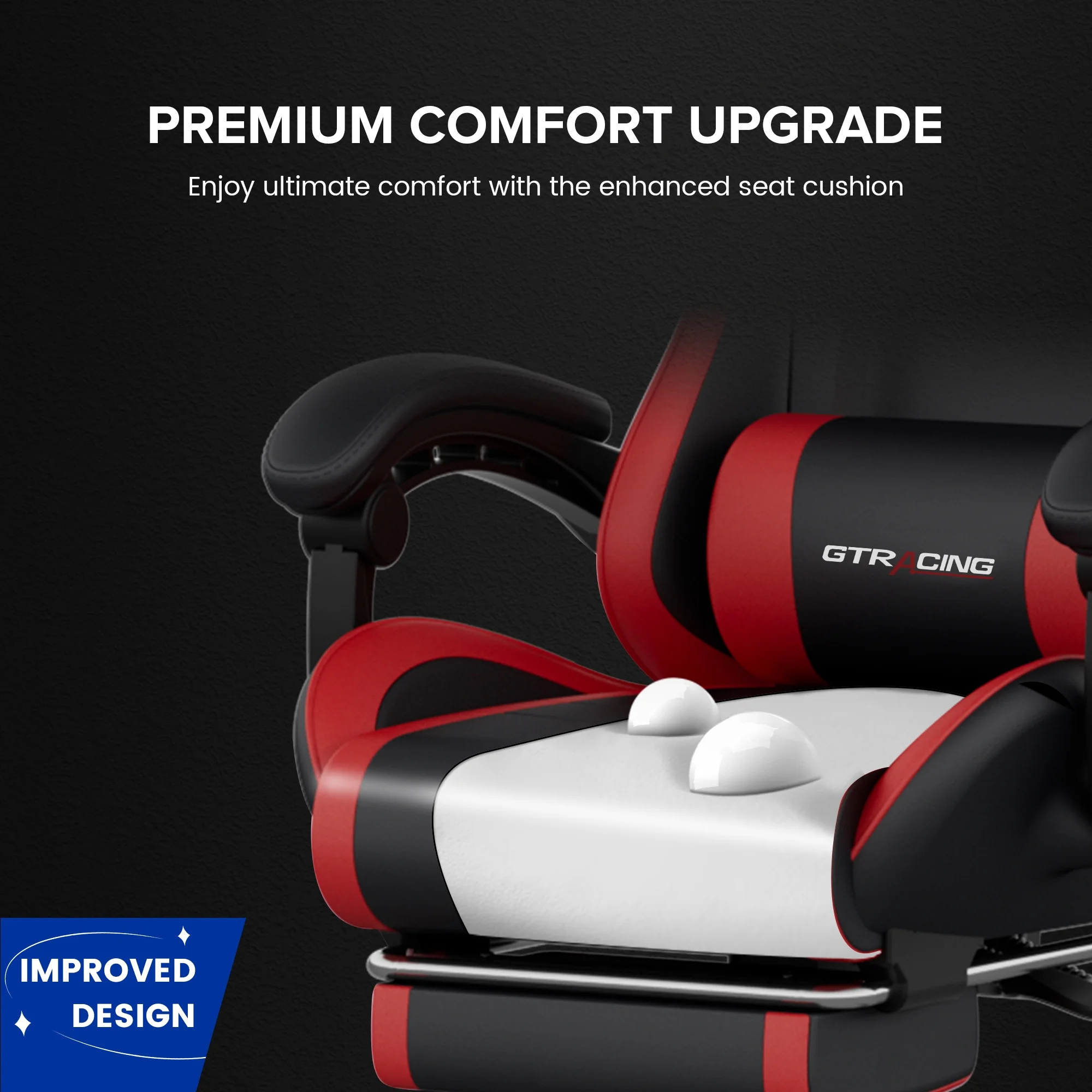 GTRACING GTWD-200 Ergonomic Gaming Chair with Adjustable Pillows and Footrest for Ultimate Comfort, Red