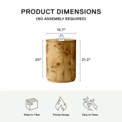 Better Homes & Gardens Burlwood Round End Table, Light Burl Wood Veneer