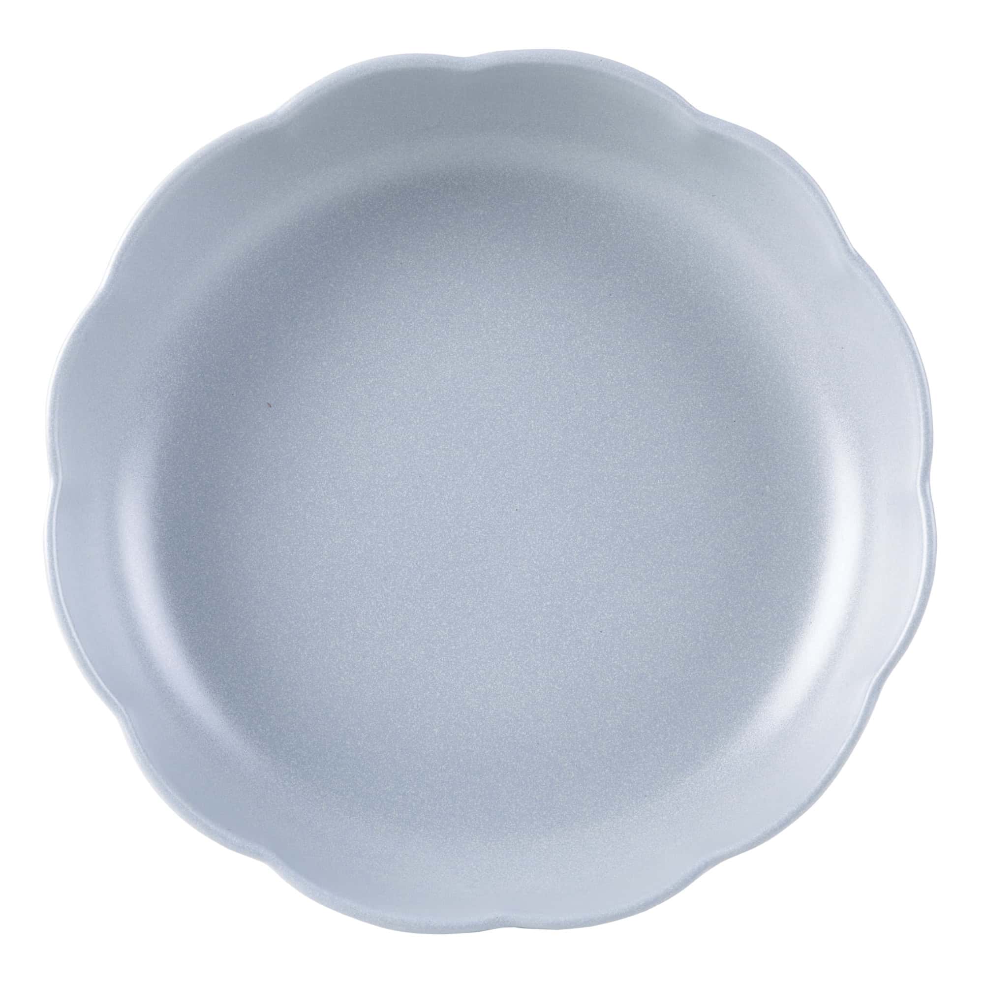 Beautiful Scallop Stoneware Dinnerware 12 Piece Set Cornflower Blue by Drew Barrymore