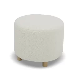 Better Homes & Gardens Mira Round Ottoman, Cream