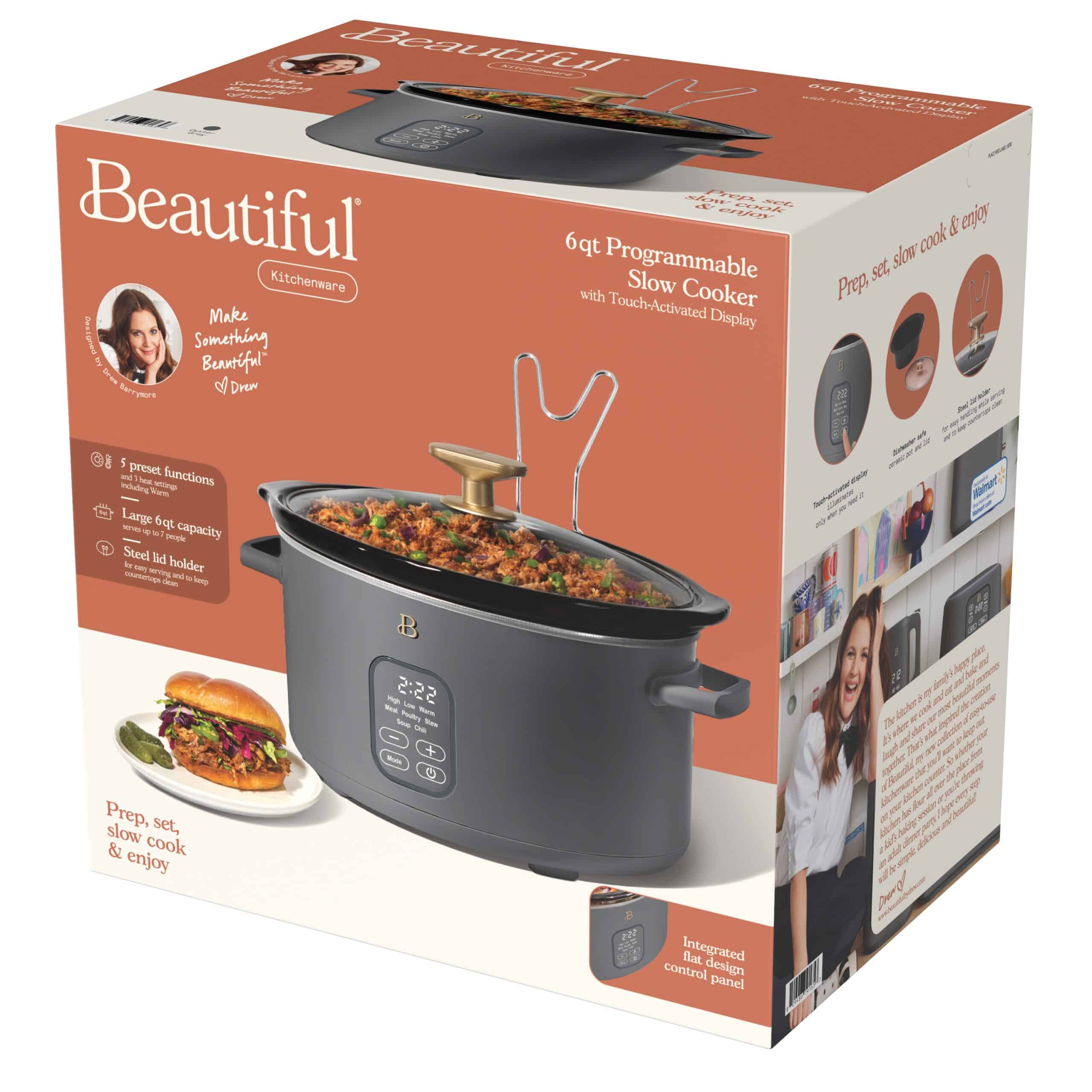 Beautiful 6 Qt Programmable Slow Cooker, Oyster Grey by Drew Barrymore