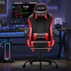 GTRACING GTWD-200 Ergonomic Gaming Chair with Adjustable Pillows and Footrest for Ultimate Comfort, Red
