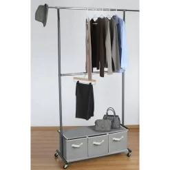 Better Homes & Gardens 2 Tier Garment Rack with 3 Drawer Closet Organizer, Gray