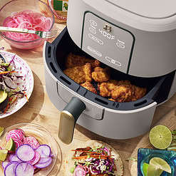 Beautiful 6 Qt Air Fryer with TurboCrisp Technology and Touch-Activated Display, Porcini Taupe by Drew Barrymore