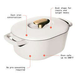 Beautiful 6 Quart Enamel Dutch Oven, White Icing by Drew Barrymore