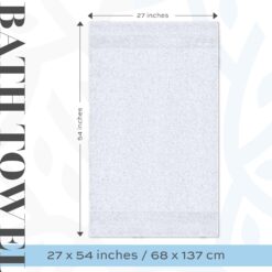 White Classic Luxury Bath Towels Set of 4 Large - 700 GSM Cotton Ultra Soft Bath Towels 27x54, Plush Shower Towels, White