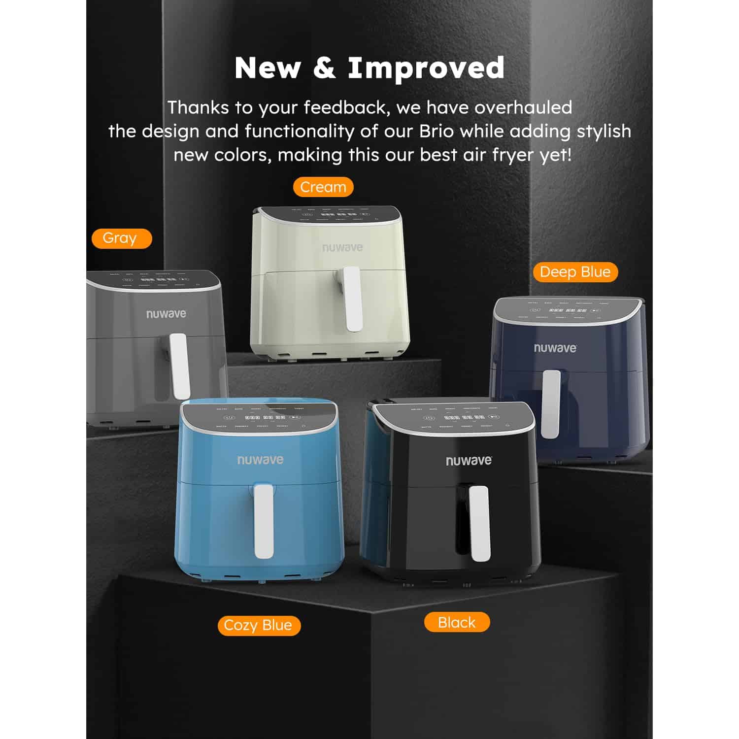 Nuwave Brio Plus 8 Qt Air Fryer, PFAS Free, New & Improved, Digital Touch Screen, Deep Blue