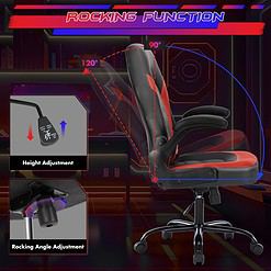 Sweetcrispy Computer Gaming Desk Chair - Ergonomic Office Executive Adjustable Swivel Task PU Leather Racing Chair, Black Red