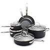GreenPan Chatham Hard Anodized Healthy Ceramic Nonstick 10 Piece Cookware Pots and Pans Set, Frying Pan Skillets, Gray
