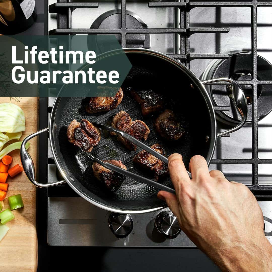 HexClad Hybrid Nonstick Dutch Oven, 5-Quart, Stainless Steel Lid, Dishwasher-Friendly and Oven-Safe Up to 900°F