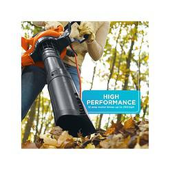 BLACK+DECKER BV6000 Leaf Blower & Leaf Vacuum, 3-in-1, 12-Amp, 250-MPH, 400-CFM