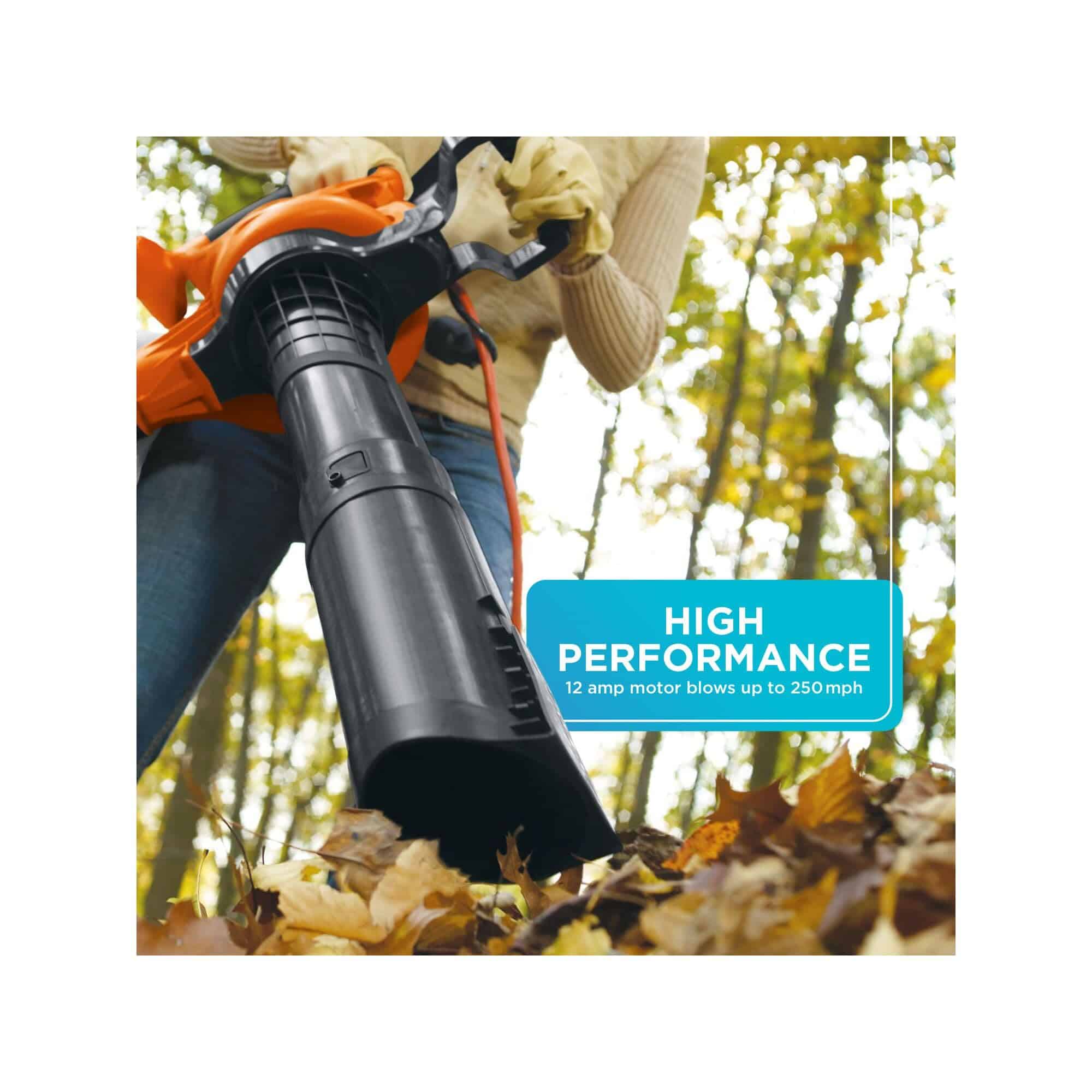BLACK+DECKER BV6000 Leaf Blower & Leaf Vacuum, 3-in-1, 12-Amp, 250-MPH, 400-CFM