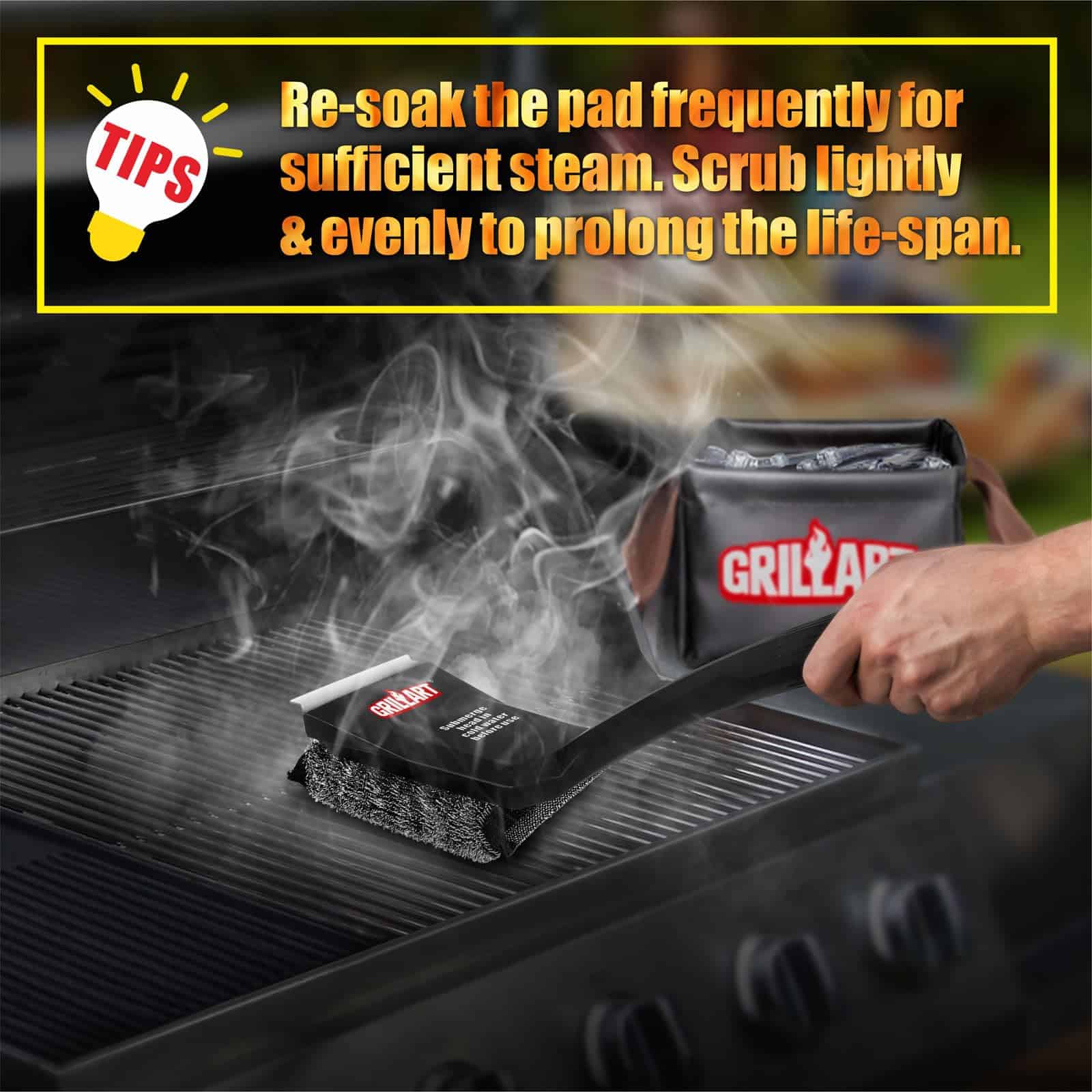 GRILLART Grill Brush Bristle Free, SteamWizards Grill Cleaner Brush with 1 Replacement Head