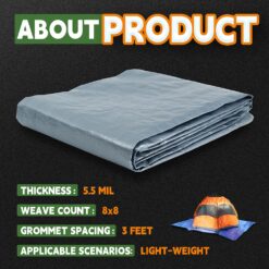 RAINDEWAY Large Tarps 30x30 Feet, 5.5 Mil - Multipurpose Waterproof Poly Tarp Cover, Silver/Blue Tarp