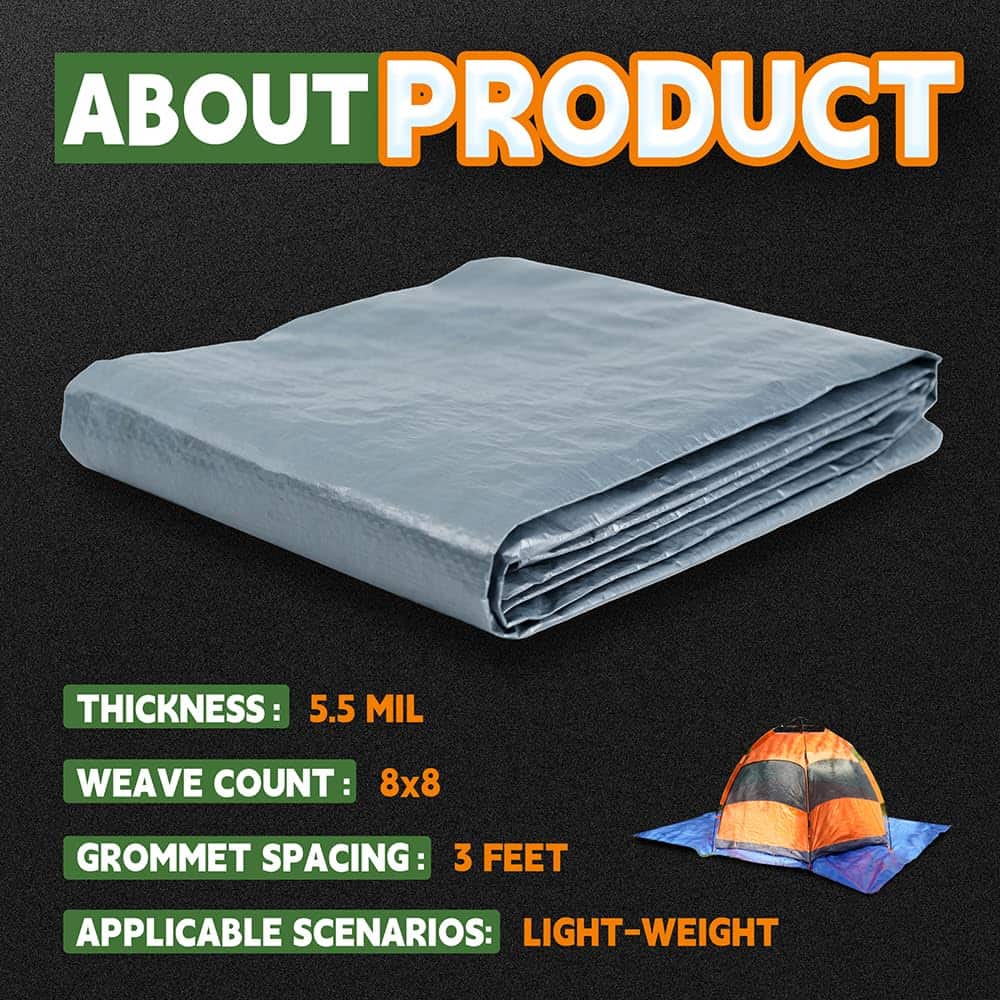 RAINDEWAY Large Tarps 30x30 Feet, 5.5 Mil - Multipurpose Waterproof Poly Tarp Cover, Silver/Blue Tarp