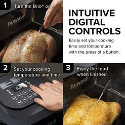 Nuwave Brio 8-Qt Air Fryer, Powerful 1800W, Easy-to-Read Cool White Display, Classic Black