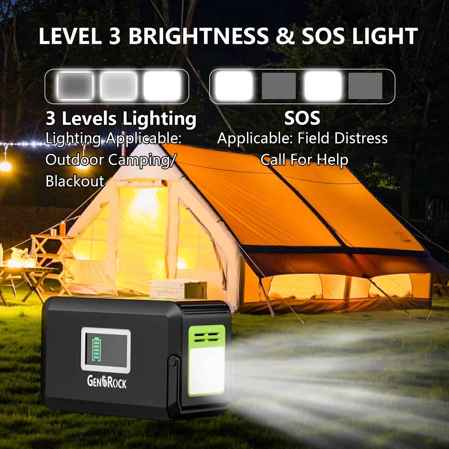 GENSROCK Portable Power Station, 88Wh Outdoor Solar Generator, Lithium Battery Power Bank with 110V/150W Peak AC Outlet