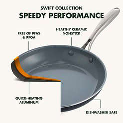 GreenPan Swift Healthy Ceramic Nonstick, 12 Piece Cookware Pots and Pans Set, Black