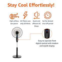Amazon Basics 16-Inch 3-Speed Pedestal Floor Fan, Standing Fan for Home, Black