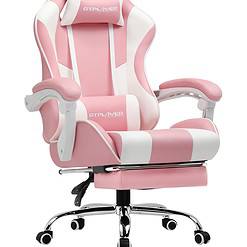 GTPLAYER Gaming Chair, Computer Chair with Footrest and Lumbar Support, Height Adjustable Game Chair with 360°, Pink