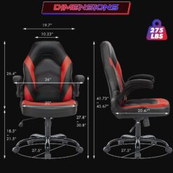Sweetcrispy Computer Gaming Desk Chair - Ergonomic Office Executive Adjustable Swivel Task PU Leather Racing Chair, Black Red
