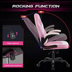 Sweetcrispy Computer Gaming Desk Chair - Pink Ergonomic Office Executive Adjustable Swivel Task PU Leather Racing Chair, White Pink