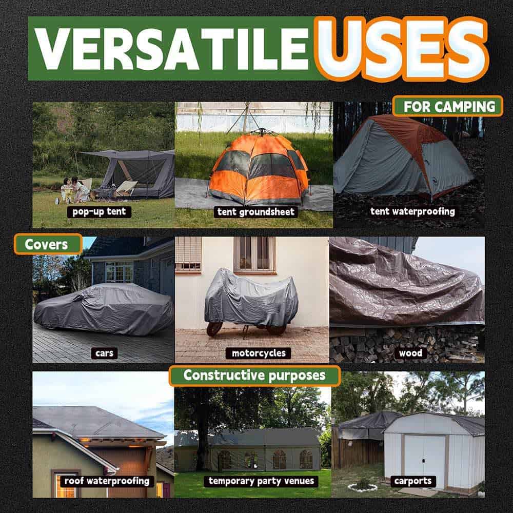 RAINDEWAY Large Tarps 30x30 Feet, 5.5 Mil - Multipurpose Waterproof Poly Tarp Cover, Silver/Blue Tarp