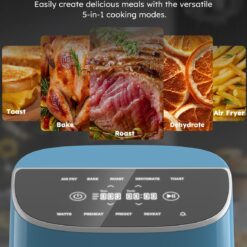 Nuwave Brio Plus 8 Qt Air Fryer, PFAS Free, New & Improved, Digital Touch Screen, Cozy Blue