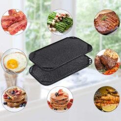 SENSARTE Nonstick Griddle Grill Pan, Pro-Grid Reversible Grill & Griddle Pan, Two Burner Cast Aluminum Griddle, 19.5" x 10.7"