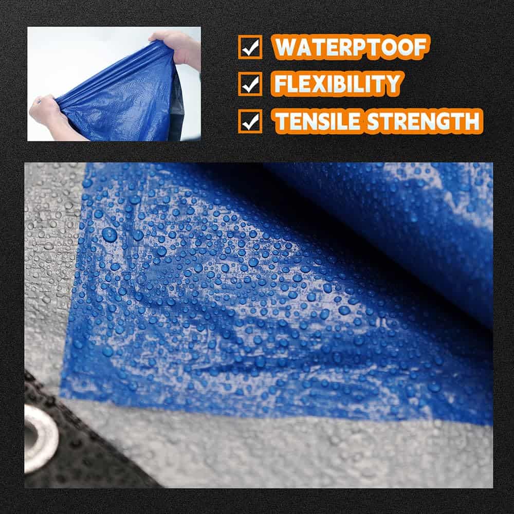 RAINDEWAY Large Tarps 30x30 Feet, 5.5 Mil - Multipurpose Waterproof Poly Tarp Cover, Silver/Blue Tarp