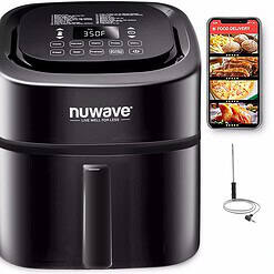 Nuwave Brio 8-Qt Air Fryer, Powerful 1800W, Easy-to-Read Cool White Display, Classic Black
