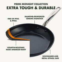 GreenPan Chatham Black Prime Midnight Hard Anodized Healthy Ceramic Nonstick 11 Piece Cookware Pots and Pans Set, Black