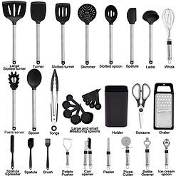 BESTZMWK Kitchen Utensil Set-Silicone Cooking Utensils-33 Kitchen Gadgets & Spoons for Nonstick Cookware, Black