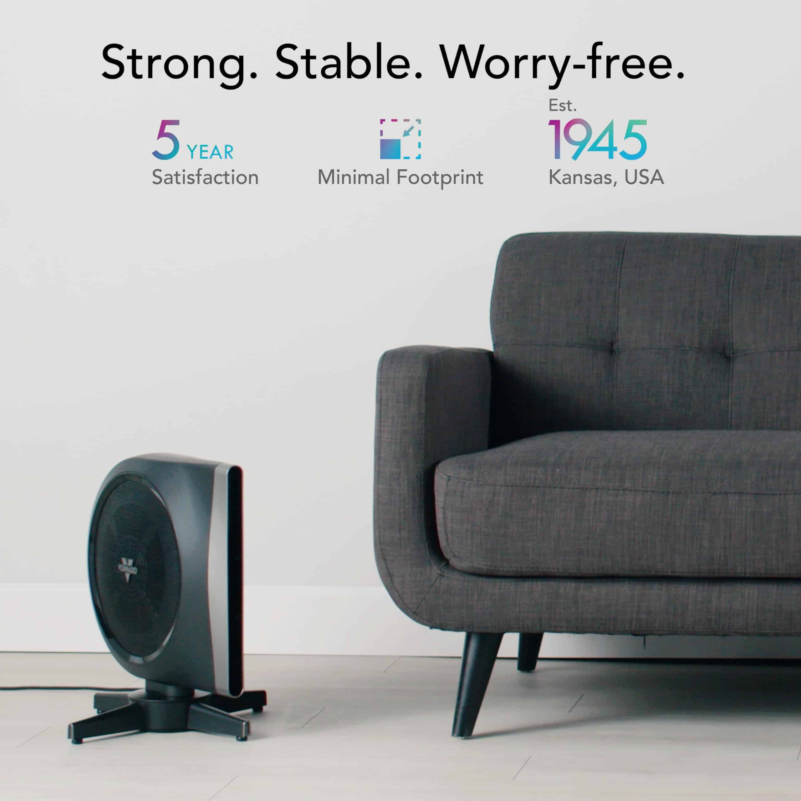 Vornado STRATA Compact Oscillating Fan with Remote, 19 Inch, High Velocity Air Circulator, Black