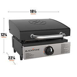 Blackstone 1814 Stainless Steel Propane Gas Portable, Flat Top Griddle Frill Station – Heavy Duty & 12, 000 BTUs, 17 Inch, Black