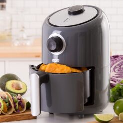 DASH Compact Air Fryer Oven Cooker with Temperature Control, Non-stick Fry Basket, 2 Quart - Grey
